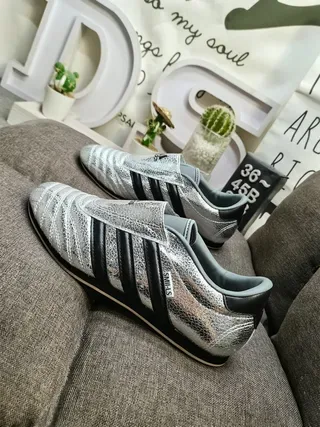 Adidas White Silver Low-Top Leather Upper Lifestyle Sneakers 7