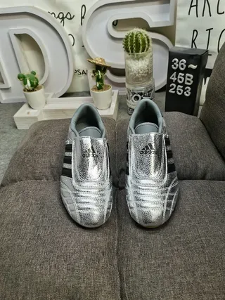 Adidas White Silver Low-Top Leather Upper Lifestyle Sneakers 10