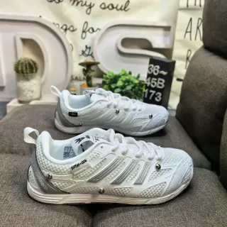 Adidas White Silver Mesh Upper Three-Stripe Overlay Lifestyle Sneakers