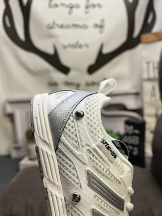 Adidas White Silver Mesh Upper Three-Stripe Overlay Lifestyle Sneakers 3