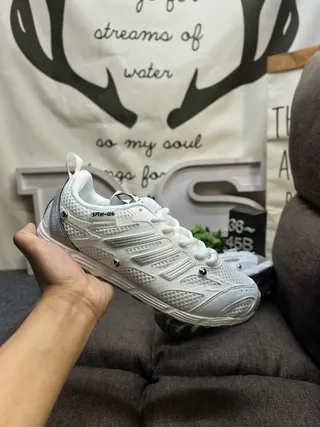 Adidas White Silver Mesh Upper Three-Stripe Overlay Lifestyle Sneakers 5