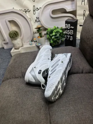 Adidas White Silver Mesh Upper Three-Stripe Overlay Lifestyle Sneakers 6