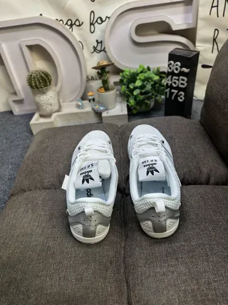 Adidas White Silver Mesh Upper Three-Stripe Overlay Lifestyle Sneakers 8