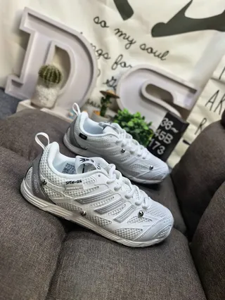 Adidas White Silver Mesh Upper Three-Stripe Overlay Lifestyle Sneakers 9