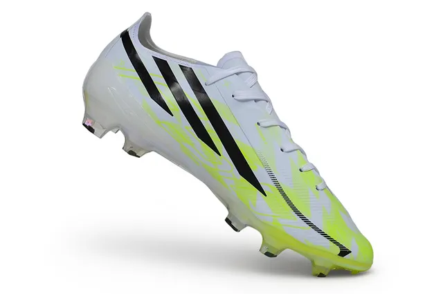 Adidas White Yellow Low-Cut Synthetic Upper Asymmetric Lacing Firm-Ground Soccer Shoes 2