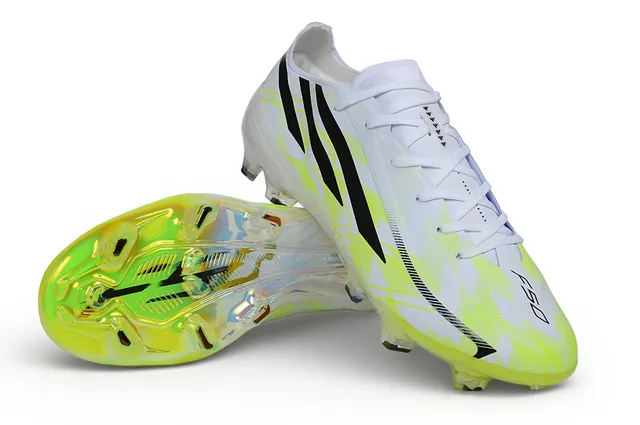 Adidas White Yellow Low-Cut Synthetic Upper Asymmetric Lacing Firm-Ground Soccer Shoes 4