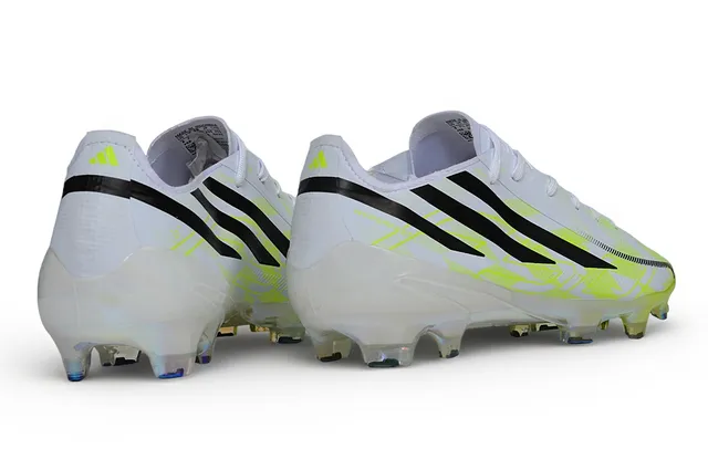 Adidas White Yellow Low-Cut Synthetic Upper Asymmetric Lacing Firm-Ground Soccer Shoes 5