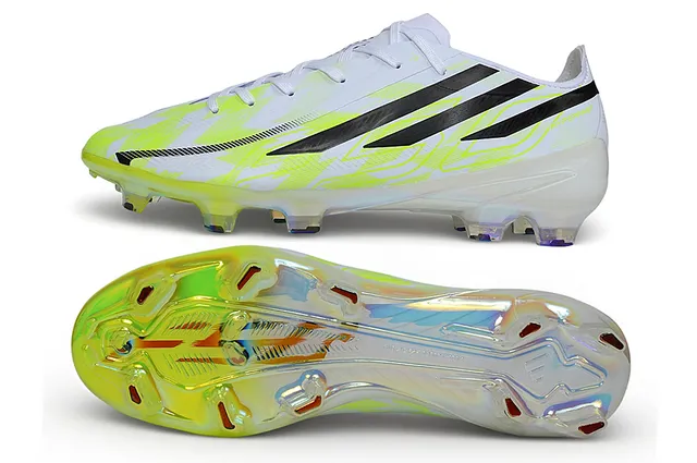 Adidas White Yellow Low-Cut Synthetic Upper Asymmetric Lacing Firm-Ground Soccer Shoes 6