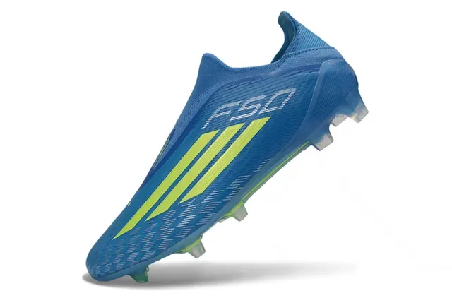 Adidas X Speedflow Bleu et Jaune Néon Chaussures de football pour sol ferme 3