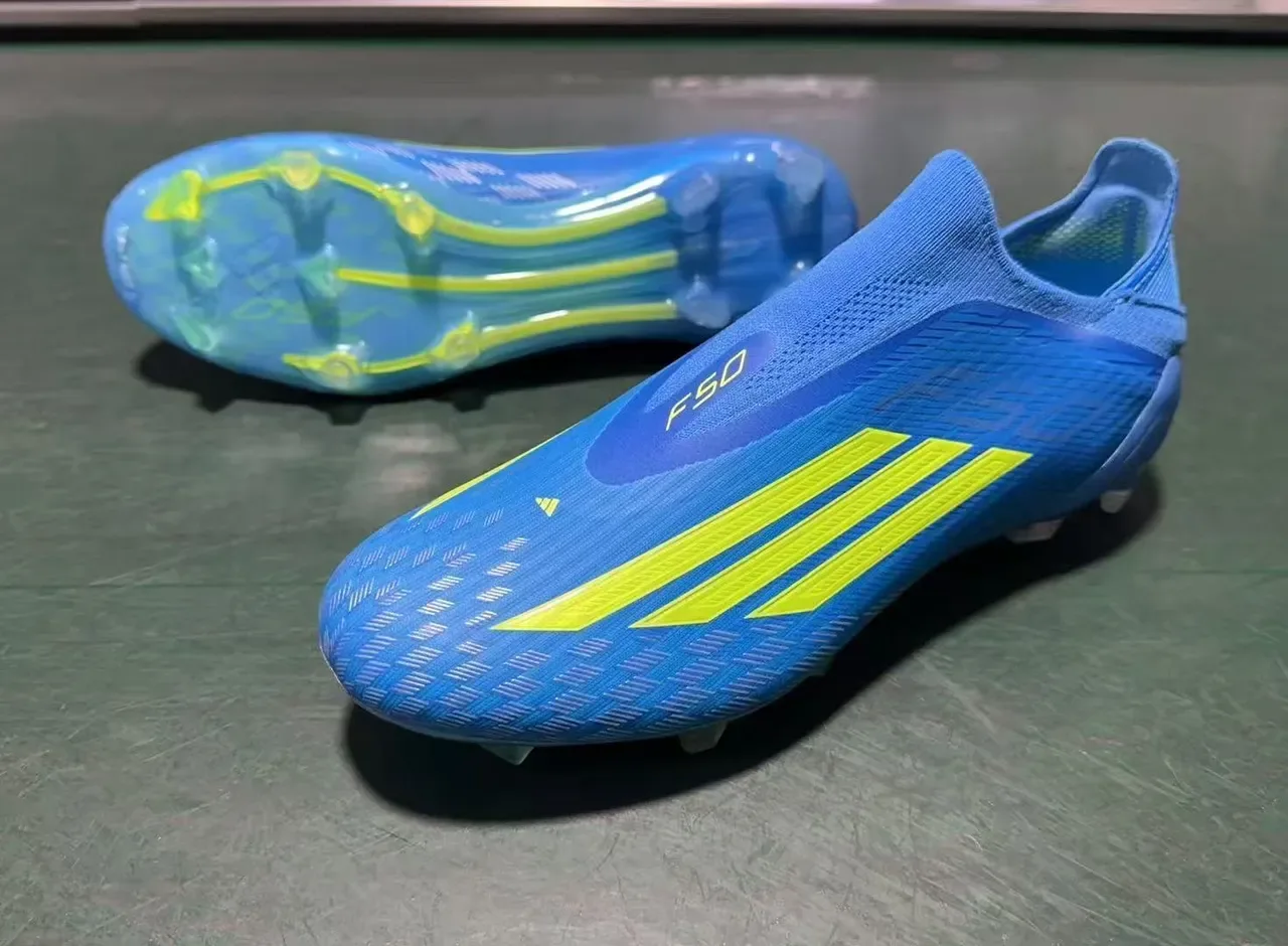 Adidas X Speedflow Bleu et Jaune Néon Chaussures de football pour sol ferme 8