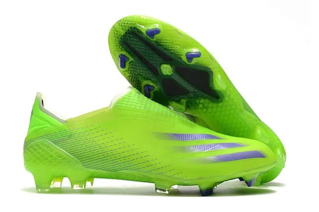 Adidas Chaussures de football Jaune Bleu Bas Collet chaussette Iridescent Holographique Plaque de semelle Sol ferme 5