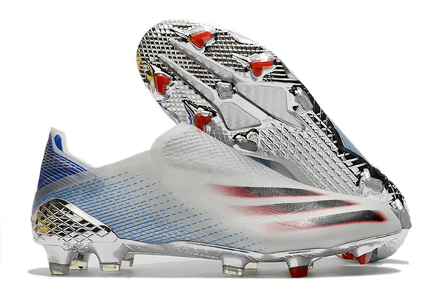 Adidas Chaussures de football Jaune Bleu Bas Collet chaussette Iridescent Holographique Plaque de semelle Sol ferme 13