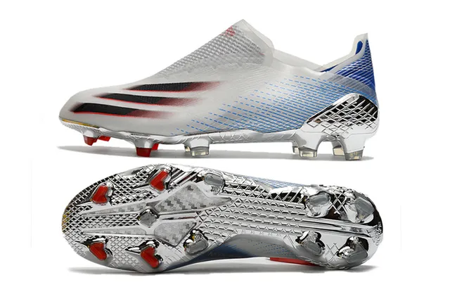 Adidas Chaussures de football Jaune Bleu Bas Collet chaussette Iridescent Holographique Plaque de semelle Sol ferme 20