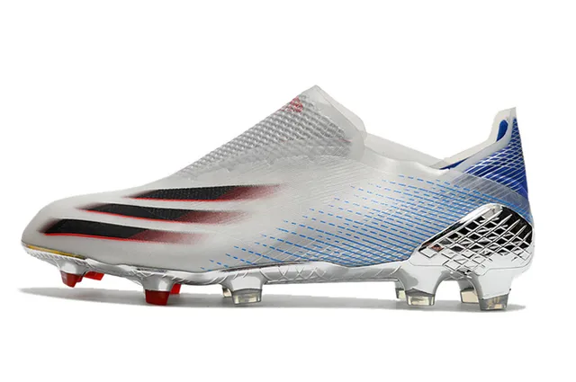 Adidas Chaussures de football Jaune Bleu Bas Collet chaussette Iridescent Holographique Plaque de semelle Sol ferme 23