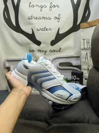 Adidas Jaune Bleu Mesh Perforé Supérieur Trois Rayures Recouvrements Synthétiques Chaussures de Course 5
