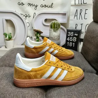 Adidas Yellow White Suede Upper Three Stripes Lifestyle Sneakers