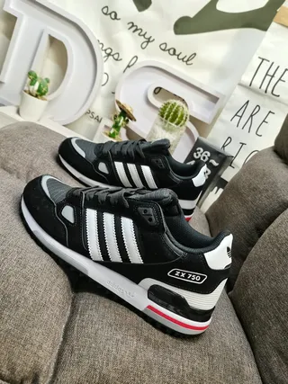 Adidas ZX 750 Black White Red Lifestyle Sneakers 7