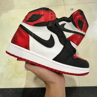 Air Jordan 1 High Snakeskin Red Black White Basketball Shoes