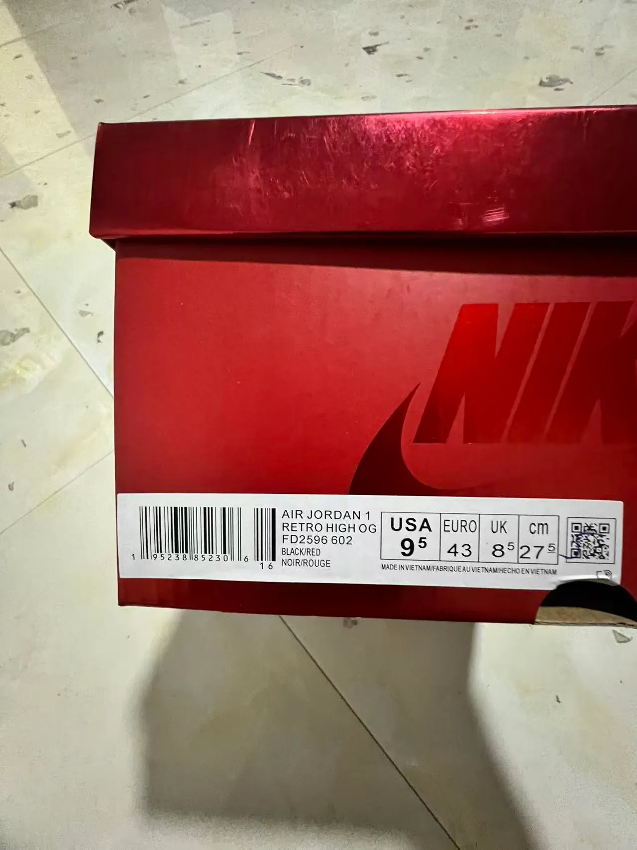Chaussures de basketball Air Jordan 1 High peau de serpent rouge noir blanc 10