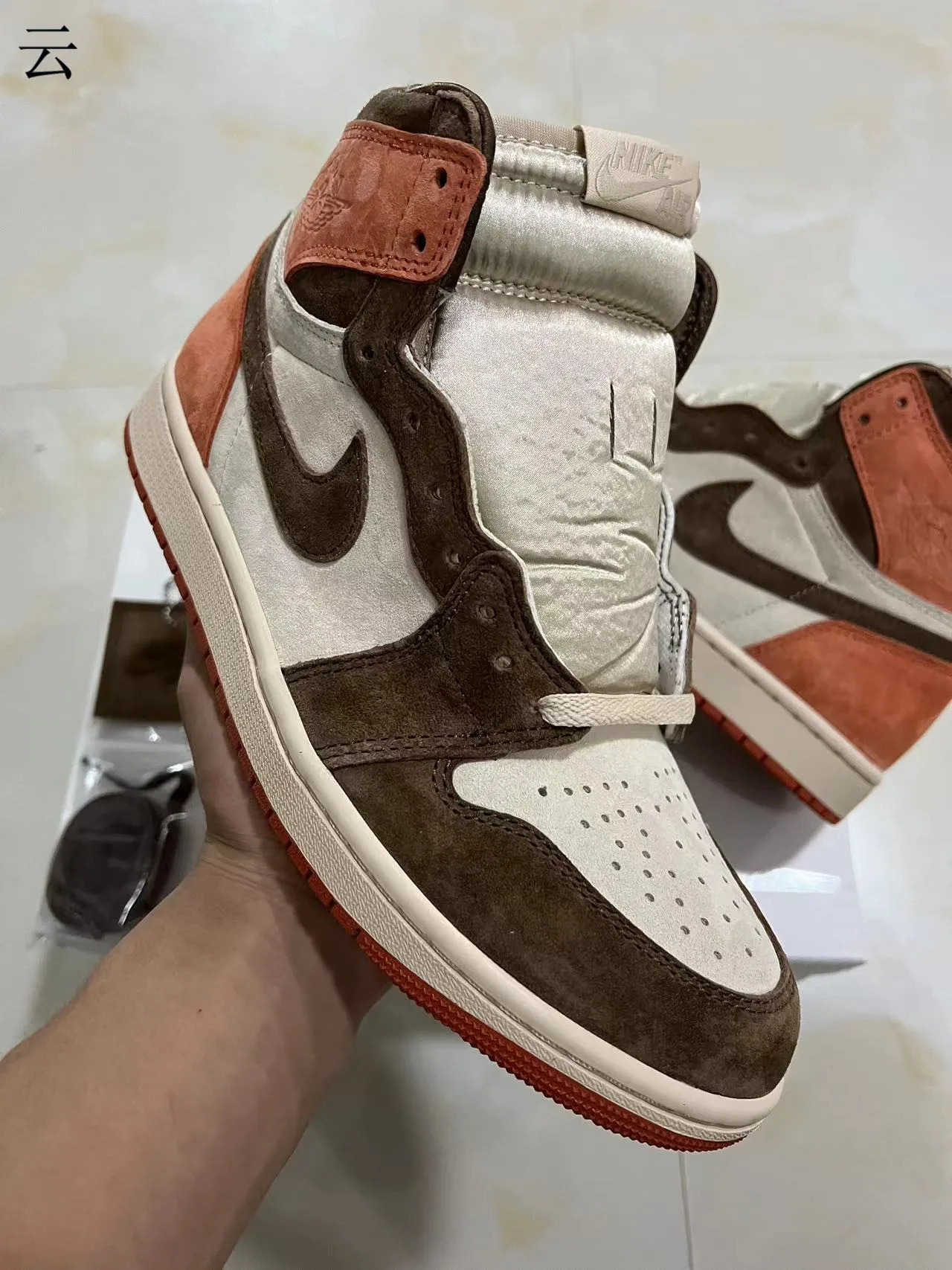 Air Jordan 1 High Suede Terracotta Brown Off-White Tênis de Basquete 2