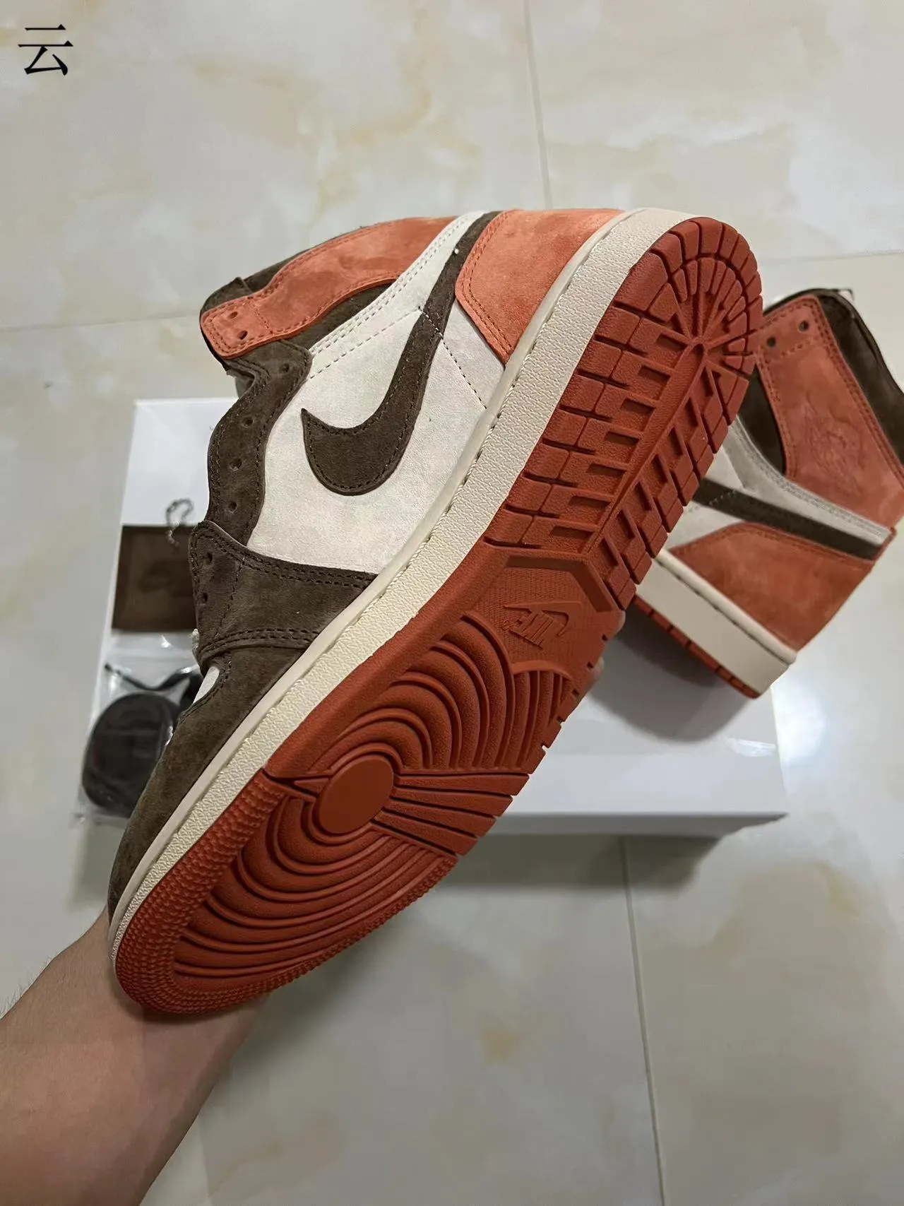 Air Jordan 1 High Suede Terracotta Brown Off-White Tênis de Basquete 6