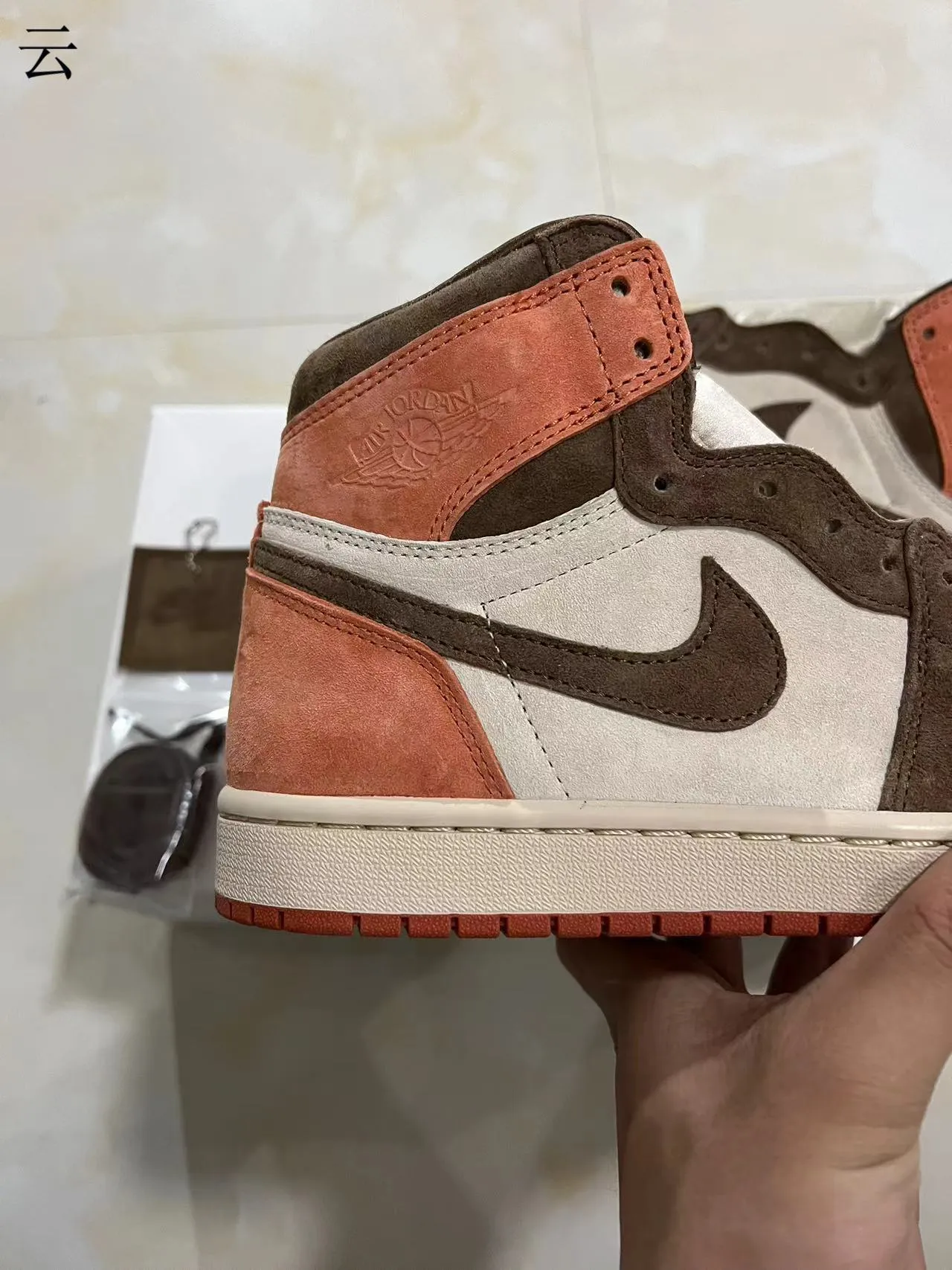 Air Jordan 1 High Suede Terracotta Brown Off-White Tênis de Basquete 7