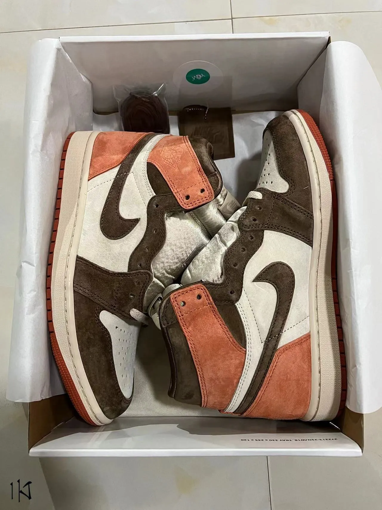 Air Jordan 1 High Suede Terracotta Brown Off-White Tênis de Basquete 8