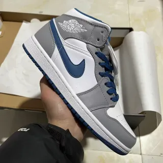 Air Jordan 1 High White Gray Navy Basketball Shoes
