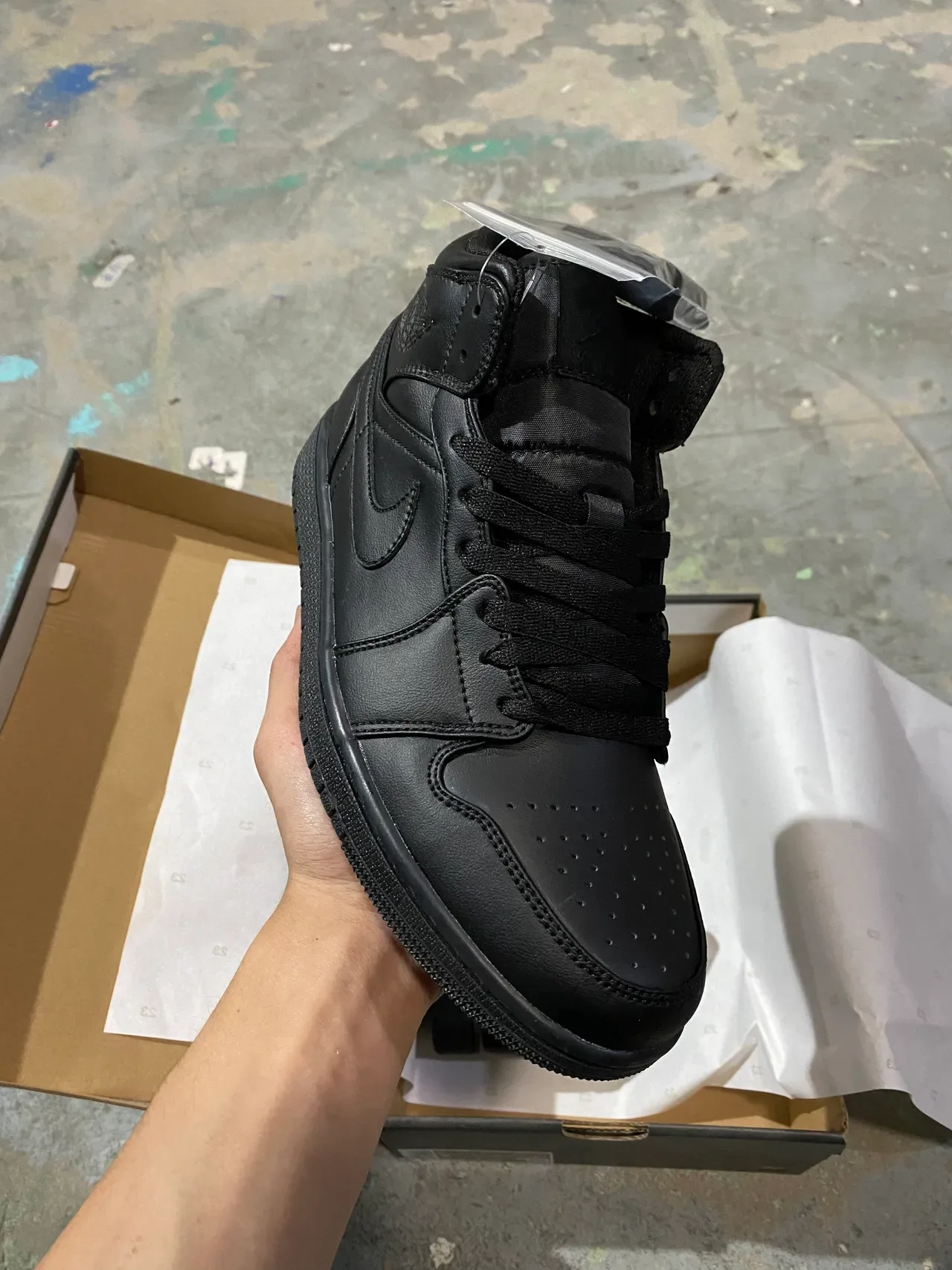 Air Jordan 1 Noir Cuir Chaussures de Basketball Hautes 2