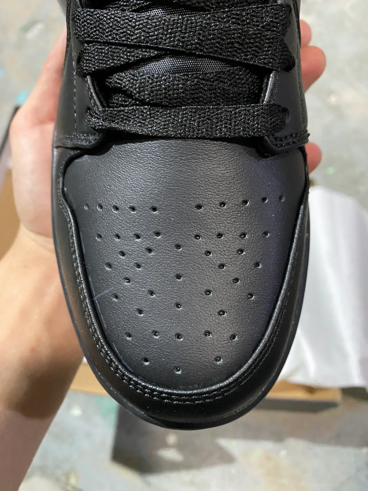 Air Jordan 1 Noir Cuir Chaussures de Basketball Hautes 3