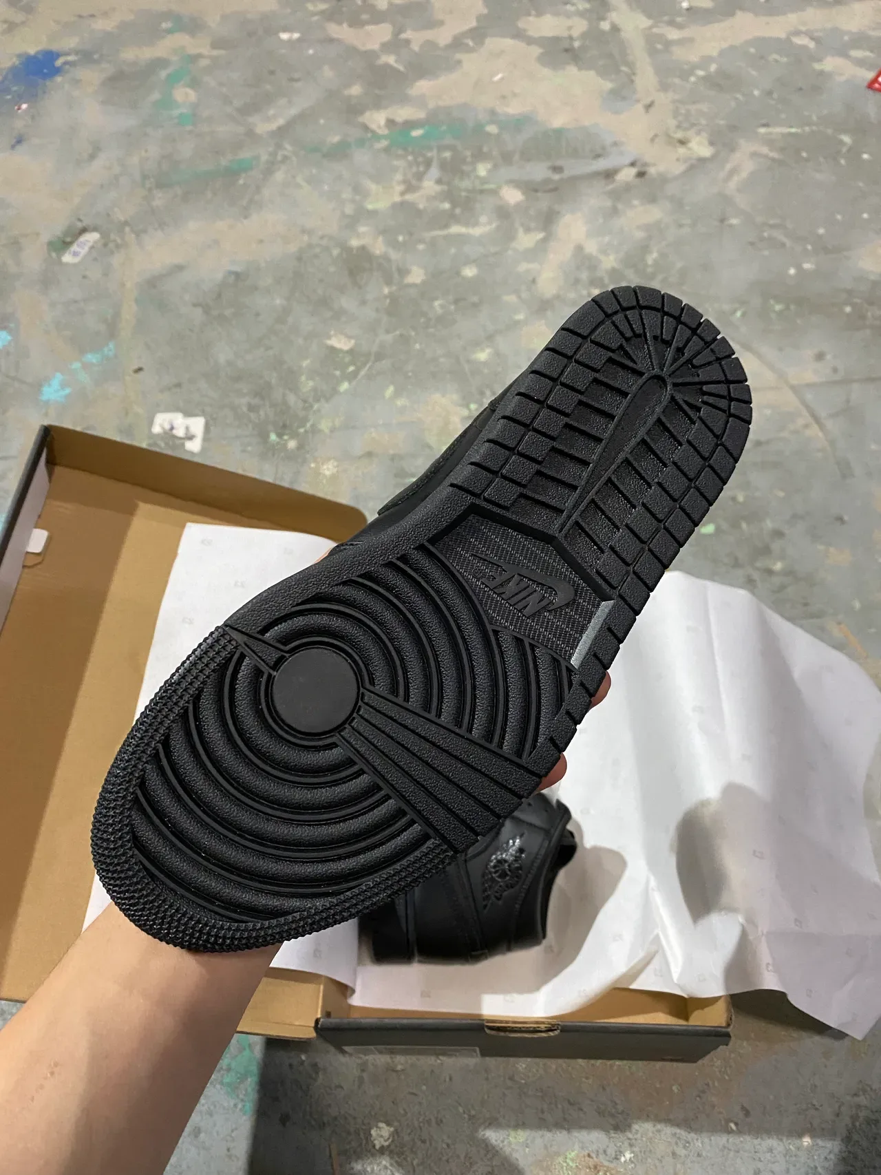 Air Jordan 1 Noir Cuir Chaussures de Basketball Hautes 5