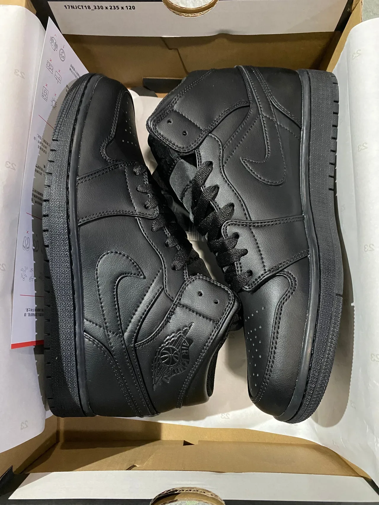 Air Jordan 1 Noir Cuir Chaussures de Basketball Hautes 7