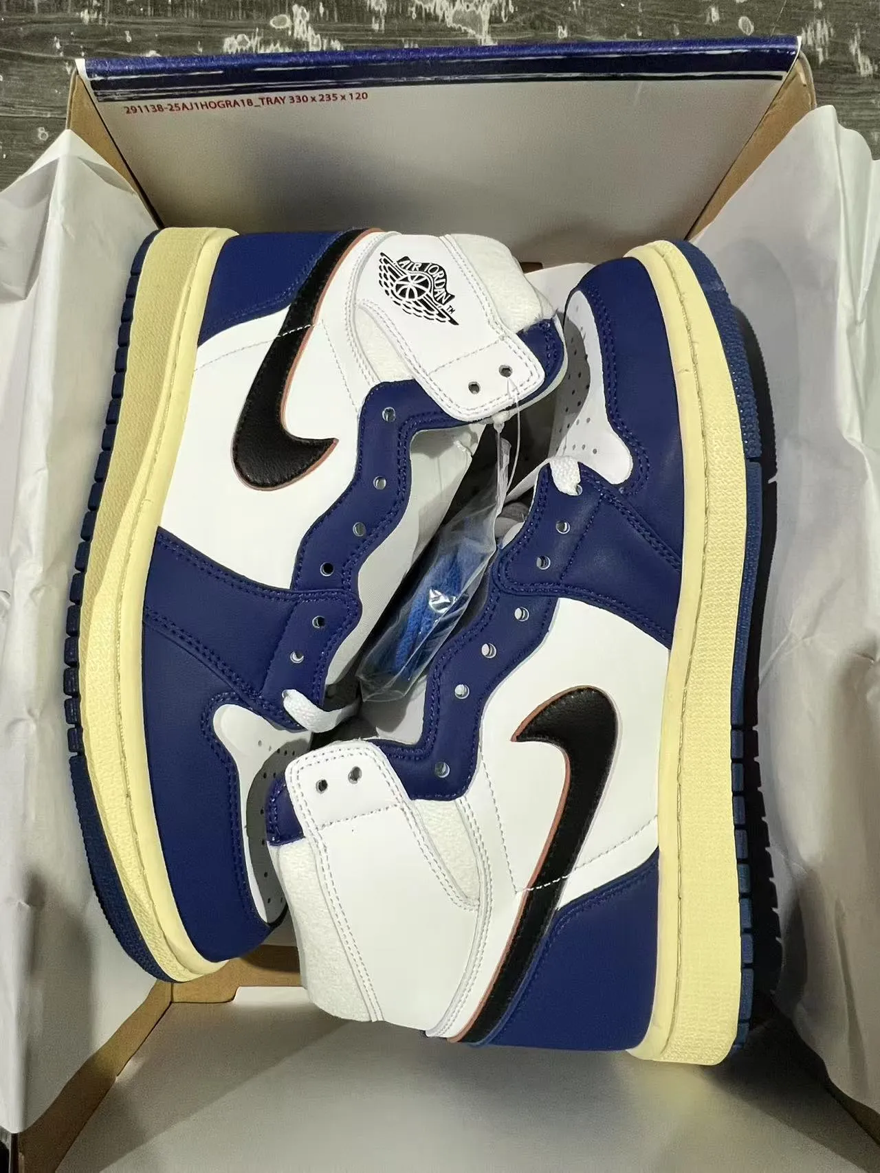 Air Jordan 1 White Navy High-Top Leather-Paneled Basketball Shoes 9