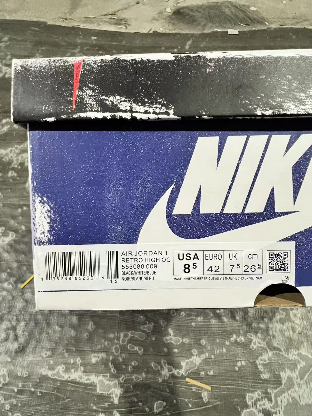 Air Jordan 1 White Navy High-Top Leather-Paneled Basketball Shoes 10