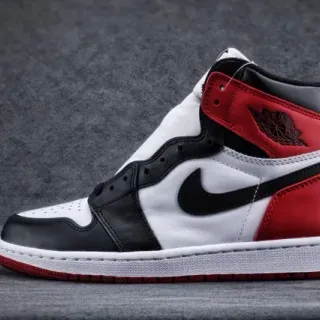 Air Jordan 1 White Red High-Top Leather-Paneled Basketball Shoes