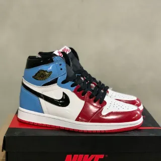 Air Jordan 1 White Red High-Top Patent Leather Accents Basketball Shoes