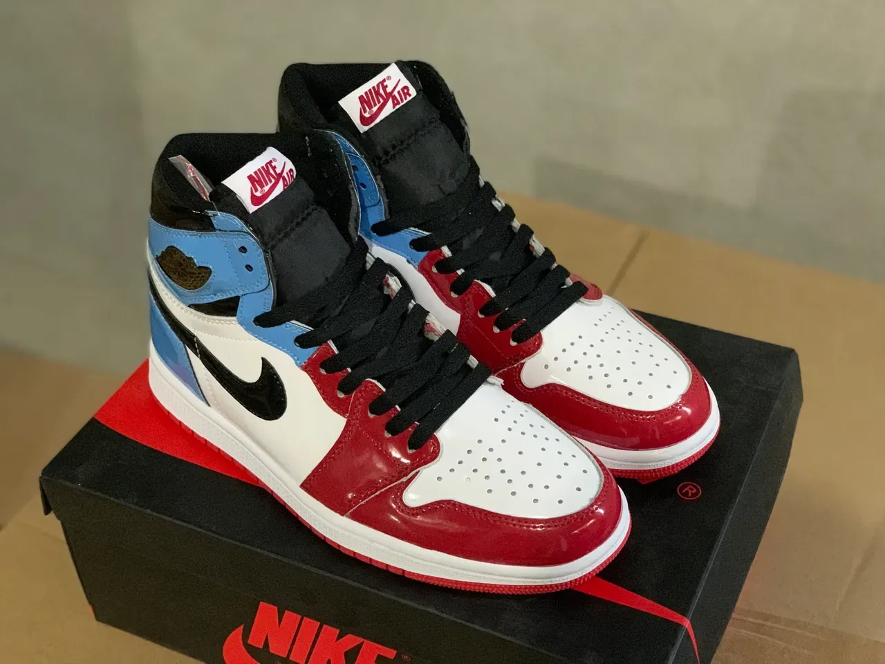 Air Jordan 1 White Red High-Top Patent Leather Accents Basketball Shoes 5