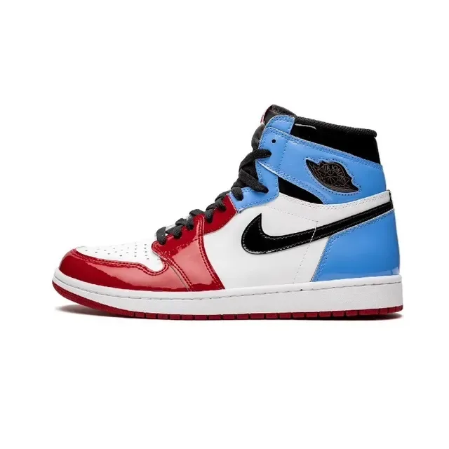 Air Jordan 1 White Red High-Top Patent Leather Accents Basketball Shoes 6