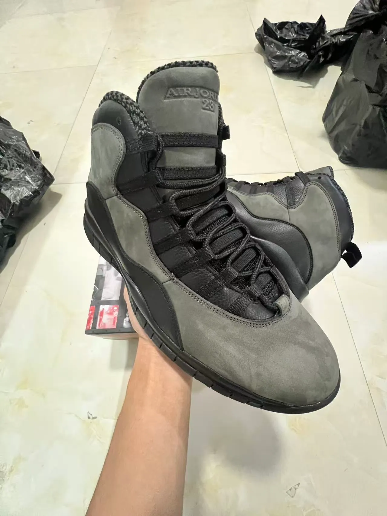 Air Jordan 10 Dark Gray and Black Basketball Shoes 2