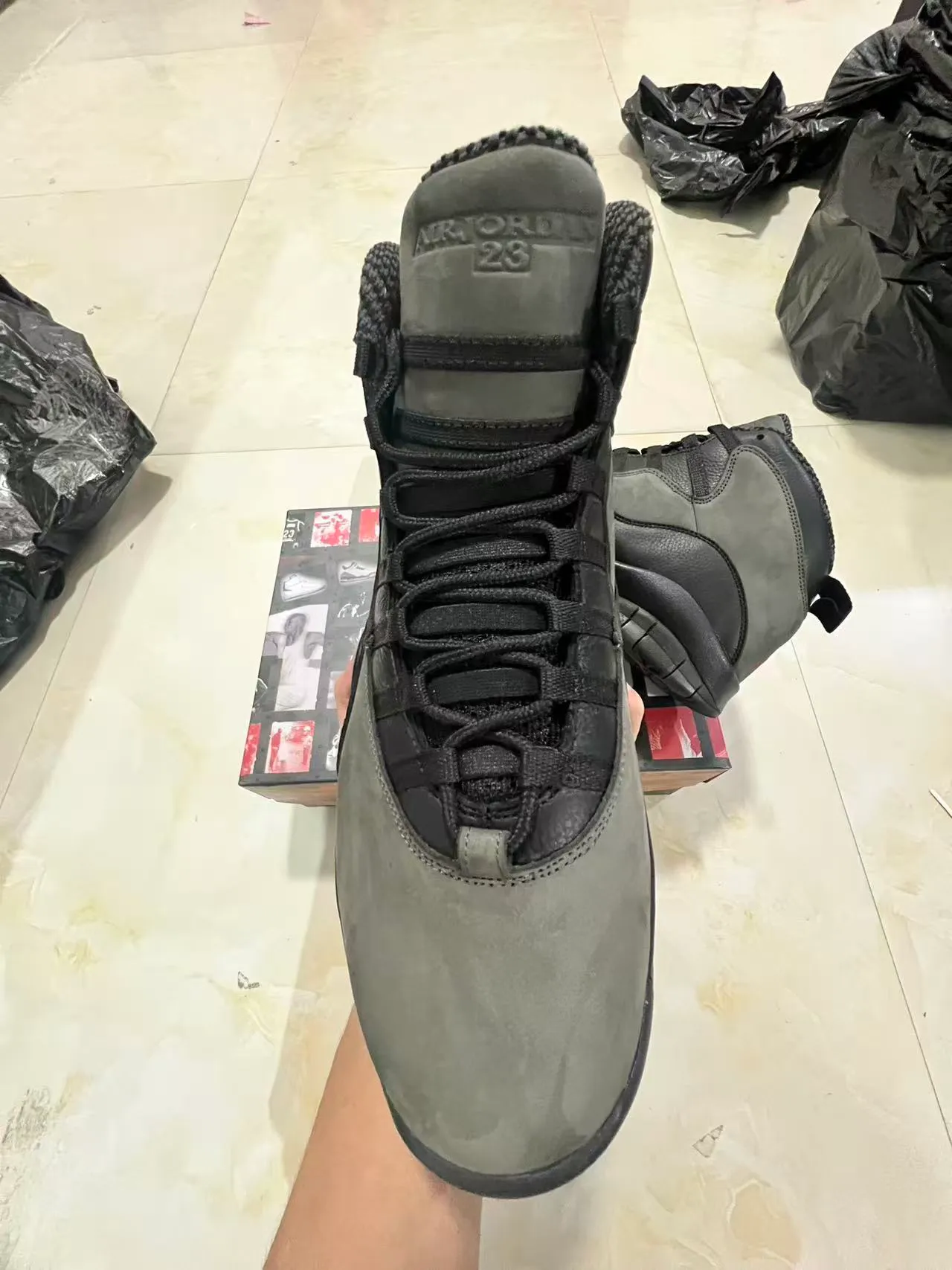 Air Jordan 10 Dark Gray and Black Basketball Shoes 3