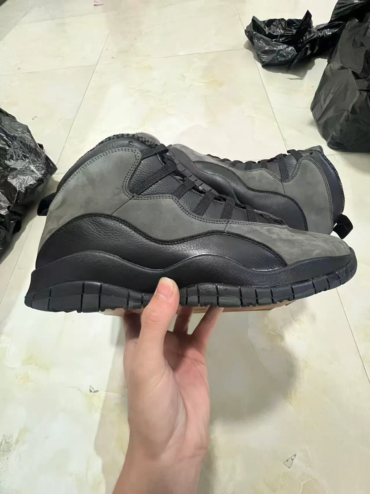 Air Jordan 10 Dark Gray and Black Basketball Shoes 7