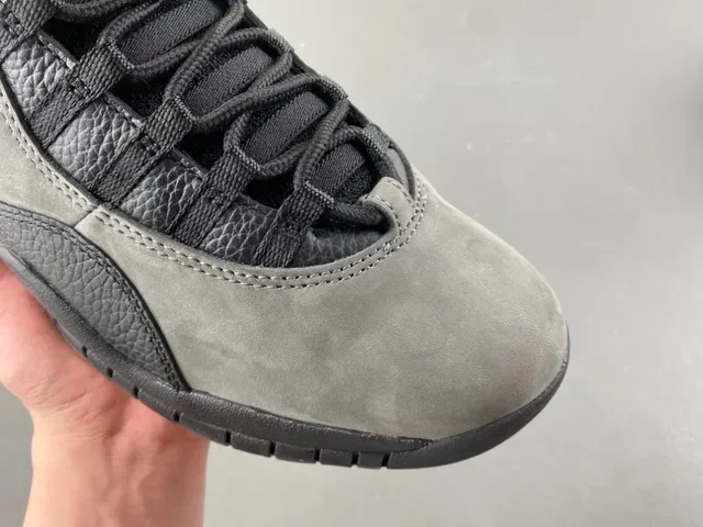 Air Jordan 10 High-Top Daim et Cuir Gris Noir Chaussures de Basketball 2