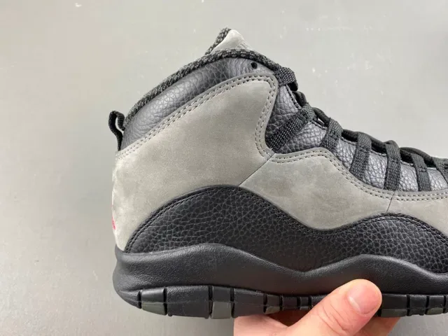 Air Jordan 10 High-Top Daim et Cuir Gris Noir Chaussures de Basketball 3