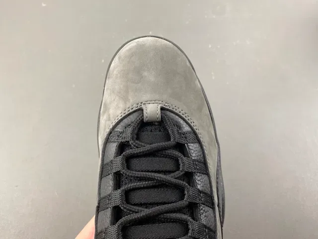 Air Jordan 10 High-Top Daim et Cuir Gris Noir Chaussures de Basketball 5