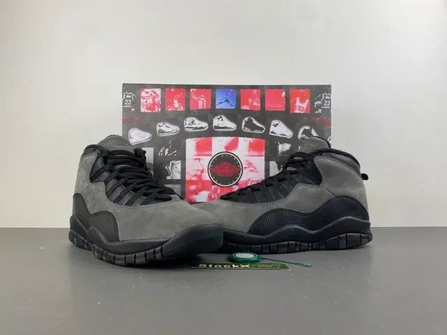Air Jordan 10 High-Top Daim et Cuir Gris Noir Chaussures de Basketball 10