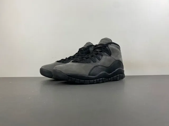 Air Jordan 10 High-Top Daim et Cuir Gris Noir Chaussures de Basketball 11