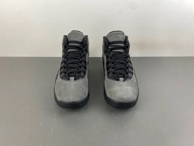Air Jordan 10 High-Top Daim et Cuir Gris Noir Chaussures de Basketball 12