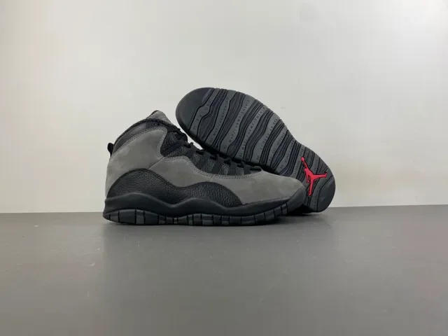 Air Jordan 10 High-Top Daim et Cuir Gris Noir Chaussures de Basketball 13