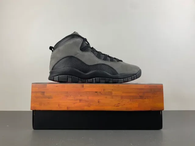 Air Jordan 10 High-Top Daim et Cuir Gris Noir Chaussures de Basketball 15