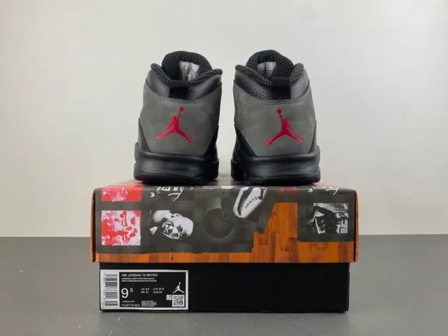 Air Jordan 10 High-Top Daim et Cuir Gris Noir Chaussures de Basketball 17